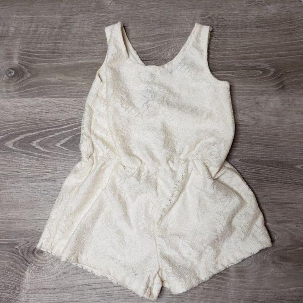 Limited Too Girls white Lace Romper 6X Sleeveless Scoop Neck Back Button Closure